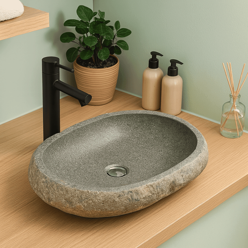 Galéo - Vasque à Poser 60 Cm En Pierre De Rivière