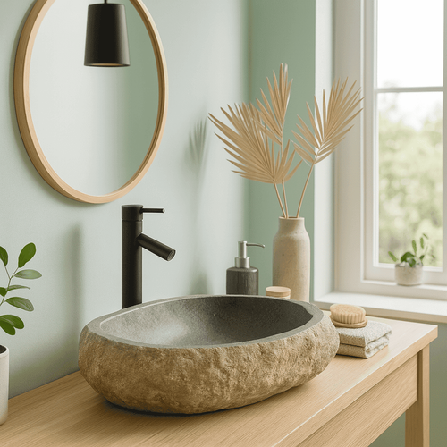 Galéo - Vasque à Poser 60 Cm En Pierre De Rivière