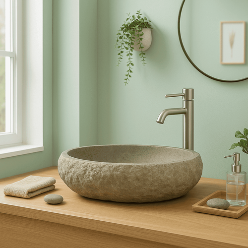 Galéo - Vasque à Poser 60 Cm En Pierre De Rivière