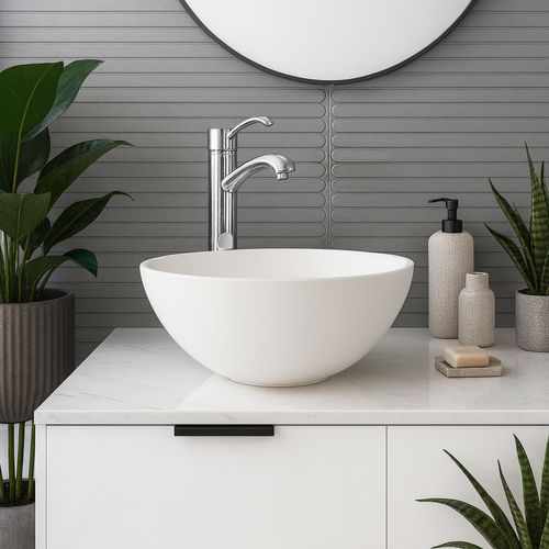 Boléa - Vasque à Poser Ronde 30 Cm En Solid Surface