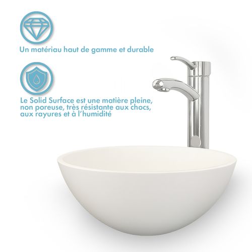 Boléa - Vasque à Poser Ronde 30 Cm En Solid Surface