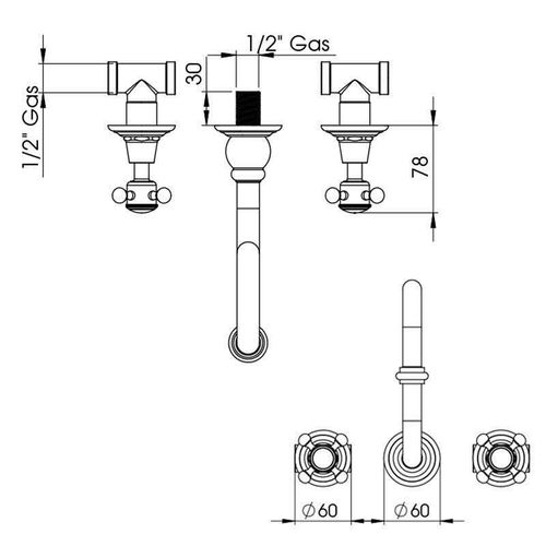 True Colors - Mitigeur 3 Trous Col De Cygne En Laiton Noir Pour Lavabo