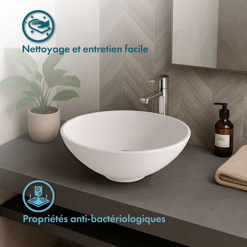 Vasque à Poser Ronde 38 Cm En Solid Surface - Coppa