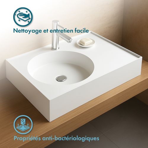 Vasque à Poser Rectangulaire 80 Cm En Solid Surface - Sara