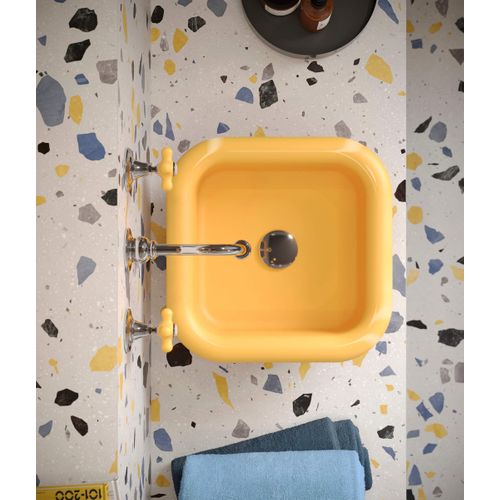 Lavabo Rétro En Céramique 40 Cm - True Colors Lite - Jaune Soleil