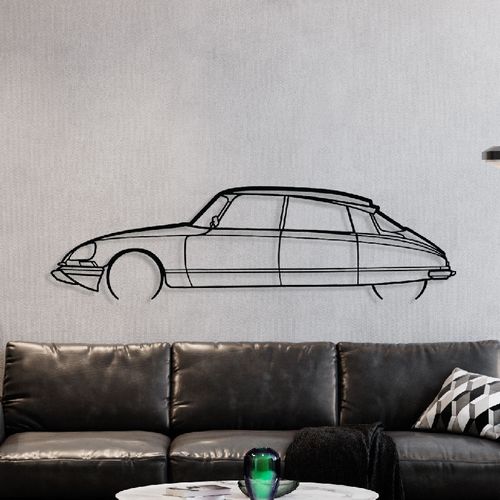 Décoration Murale En Métal - Silhouette De Voiture - Ds 23 Détaillée - 1974 - 80 Cm - Édition