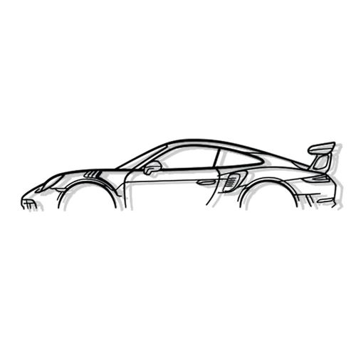 Décoration Murale En Métal - Silhouette De Voiture - 911 Gt3 Mod 991 - 100 Cm - Édition Limitée