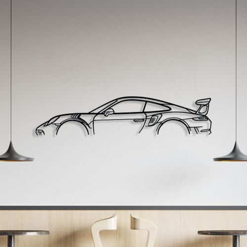 Décoration Murale En Métal - Silhouette De Voiture - 911 Gt3 Mod 991 - 120 Cm - Édition Limitée