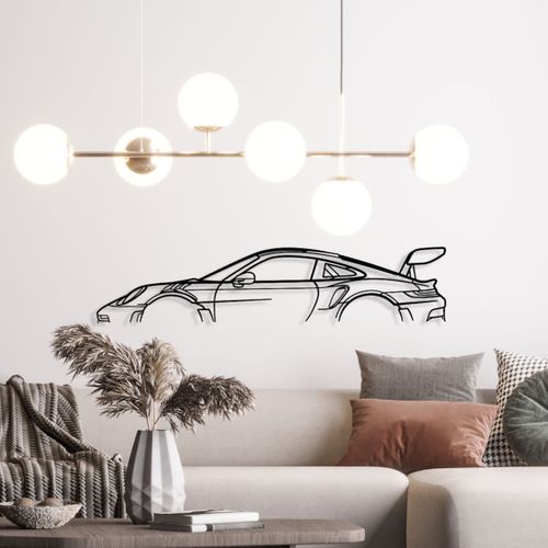 Décoration Murale En Métal - Silhouette De Voiture - 911 Gt3 Rs Mod 992 - 120 Cm - Édition Limitée