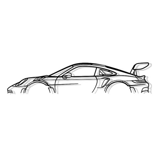 Décoration Murale En Métal - Silhouette De Voiture - 911 Gt3 Rs Mod 992 - 120 Cm - Édition Limitée