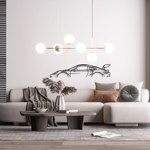 Décoration Murale En Métal - Silhouette De Voiture - 911 Gt3 Rs Mod 992 - 80 Cm