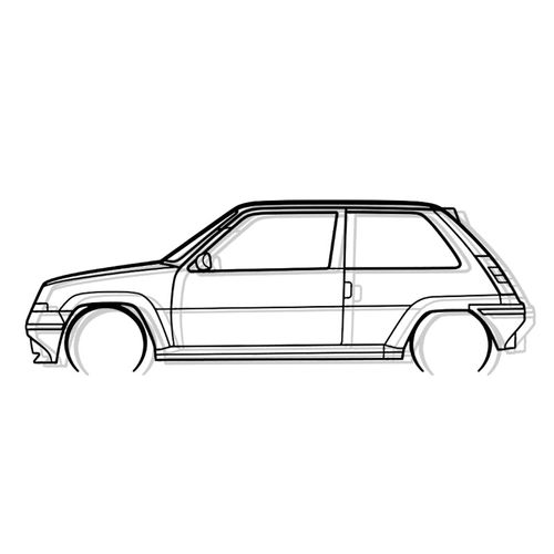 Décoration Murale En Métal - Silhouette De Voiture - R5 Gt Turbo - 120 Cm - Édition Limitée