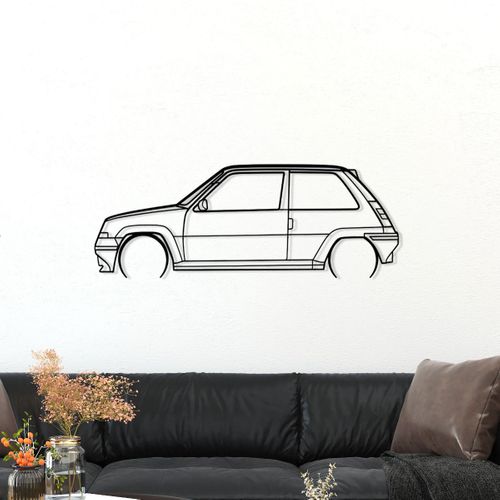 Décoration Murale En Métal - Silhouette De Voiture - R5 Gt Turbo - 80 Cm - Édition Limitée