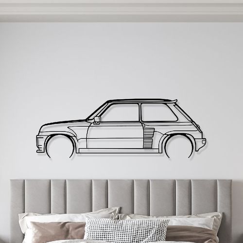 Décoration Murale En Métal - Silhouette De Voiture - R5 Turbo 2 Détaillée - 1983 - 100 Cm - Édition