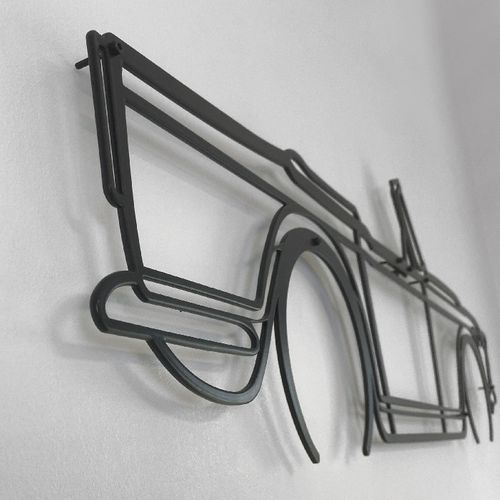 Décoration Murale En Métal - Silhouette De Voiture Emblématique Britannique 1954 - 80 Cm