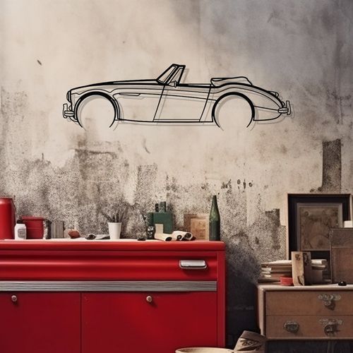Décoration Murale En Métal - Silhouette De Voiture Emblématique Britannique 1966 - 80 Cm