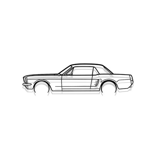 Décoration Murale En Métal - Silhouette De Voiture - Mustang Coupé Détaillée 1966 - 100 Cm