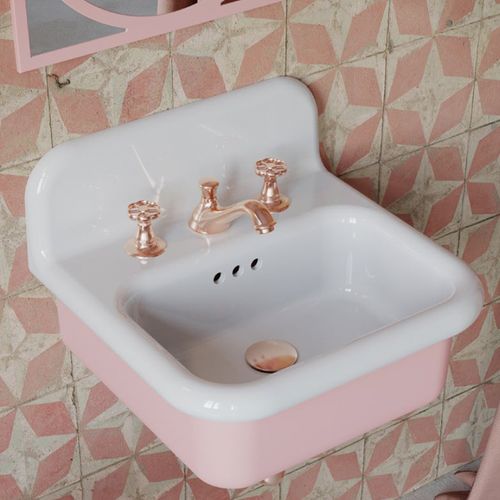 Lavabo Rétro En Céramique 50 Cm - True Colors Lite - Petit Format - Orange