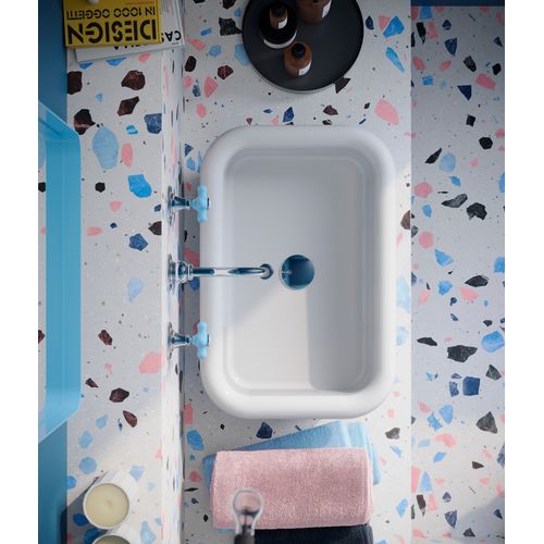 Lavabo Rétro à Poser En Céramique 60 Cm - True Colors Lite - Jaune Moutarde Brillant