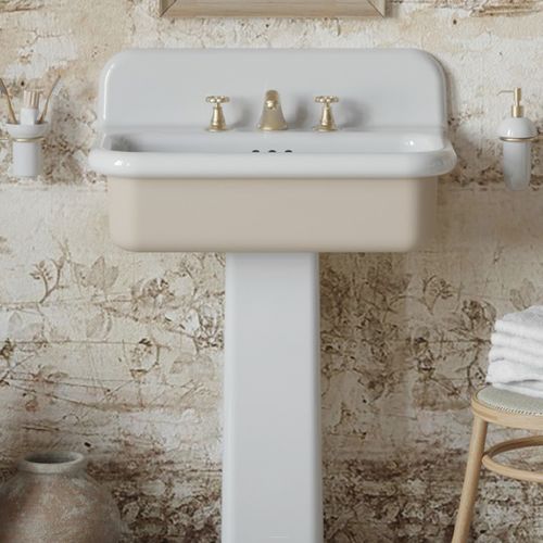 Lavabo Rétro En Céramique 70 Cm - True Colors Lite - Moyen Format - Jaune Moutarde Brillant