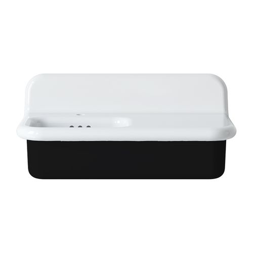 Lavabo Rétro Asymétrique En Céramique 80 Cm - True Colors Lite - Noir Mat