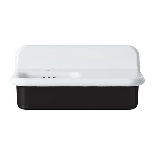 Lavabo Rétro Asymétrique En Céramique 80 Cm - True Colors Lite - Noir Brillant