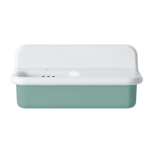 Lavabo Rétro Asymétrique En Céramique 80 Cm - True Colors Lite - Vert Eau