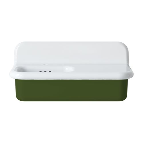 Lavabo Rétro Asymétrique En Céramique 80 Cm - True Colors Lite - Vert Mousse