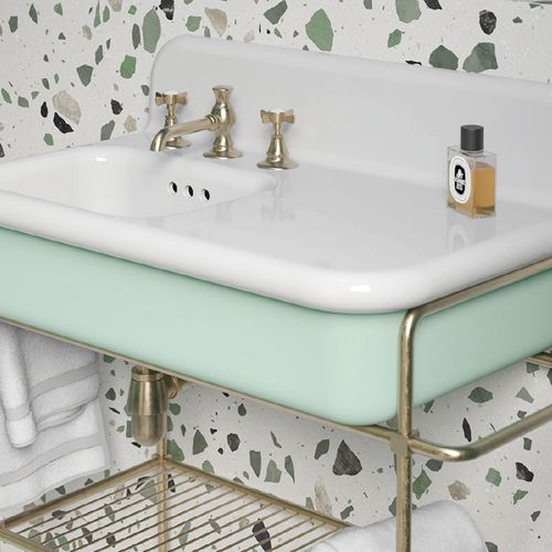 Lavabo Rétro Asymétrique En Céramique 80 Cm - True Colors Lite - Blanc Mat