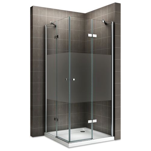 Cabine De Douche Maya H180 90x95cm Verre Semi-opaque 2 Portes Battantes (sans Receveur)