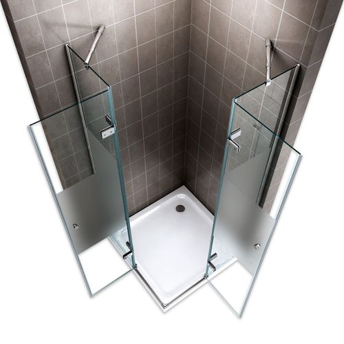 Cabine De Douche Maya H180 75x90cm Verre Semi-opaque 2 Portes Battantes (sans Receveur)