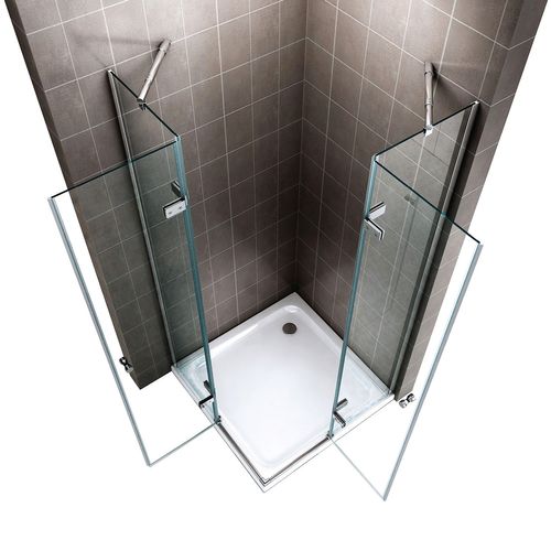 Cabine De Douche Maya H190 90x95cm Verre Transparent 2 Portes Battantes (sans Receveur)