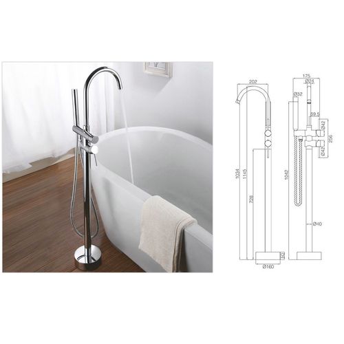 Robinet Sur Pied Baignoire Îlot Chrome Brillant - Maty