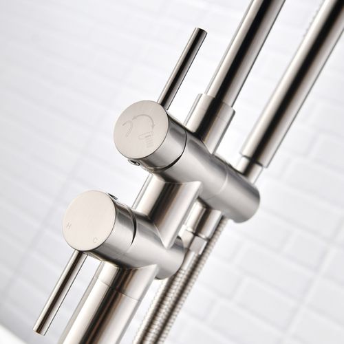 Robinet Sur Pied Baignoire Îlot Chrome Brossé - Maty