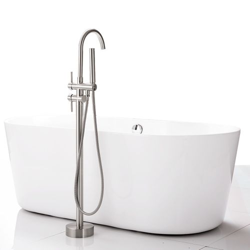 Robinet Sur Pied Baignoire Îlot Chrome Brossé - Maty