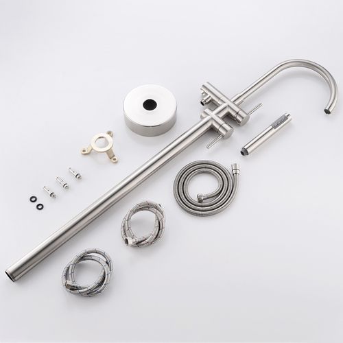 Robinet Sur Pied Baignoire Îlot Chrome Brossé - Maty