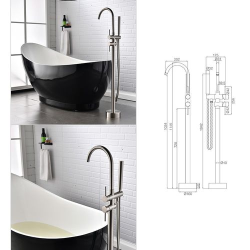 Robinet Sur Pied Baignoire Îlot Chrome Brossé - Maty