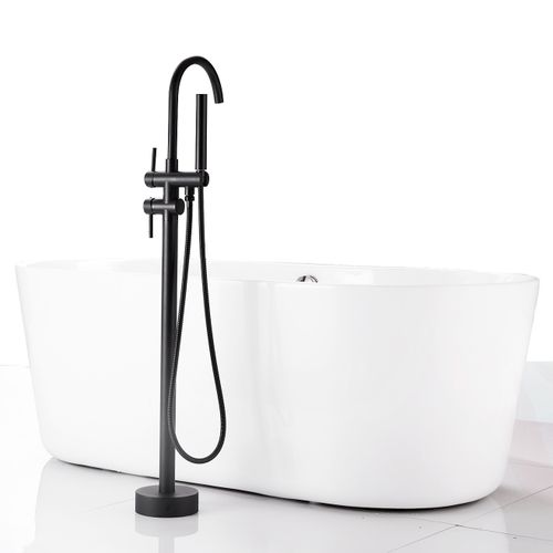 Robinet Sur Pied Baignoire Îlot Chrome Noir - Maty