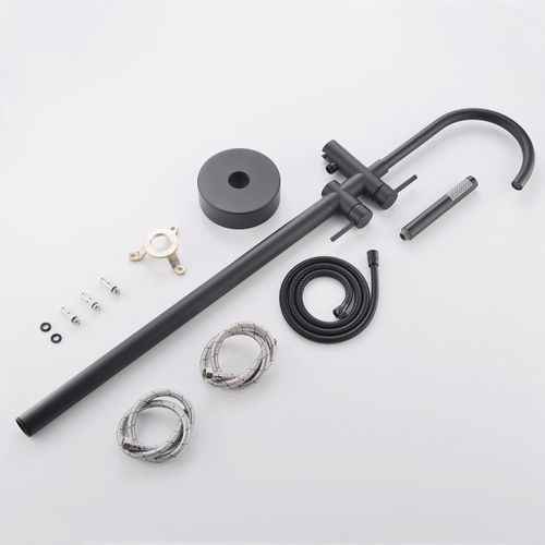 Robinet Sur Pied Baignoire Îlot Chrome Noir - Maty