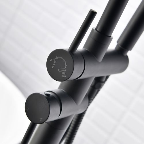 Robinet Sur Pied Baignoire Îlot Chrome Noir - Maty