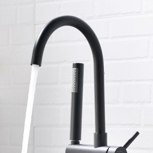 Robinet Sur Pied Baignoire Îlot Chrome Noir - Maty