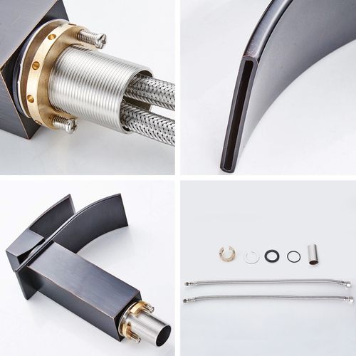 Robinet Mitigeur Bec Cascade Tibre Noir Brossé