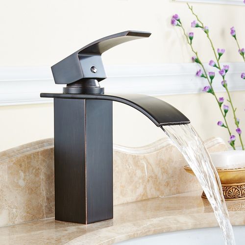 Robinet Mitigeur Bec Cascade Tibre Noir Brossé