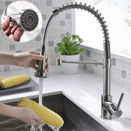 Robinet Mitigeur Cuisine Avec Douchette 2 Jets Loire Chrome Brossé