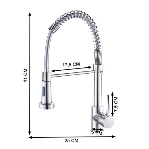 Robinet Mitigeur Cuisine Avec Douchette 2 Jets Loire Chrome Brossé