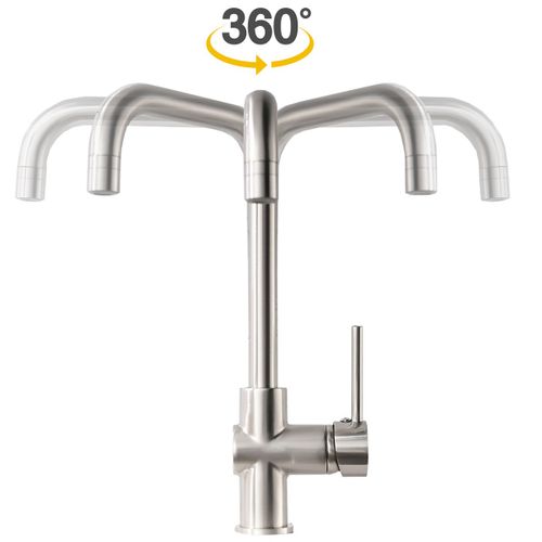 Robinet Mitigeur Cuisine Avec 2 Jets Neva Chrome Brossé