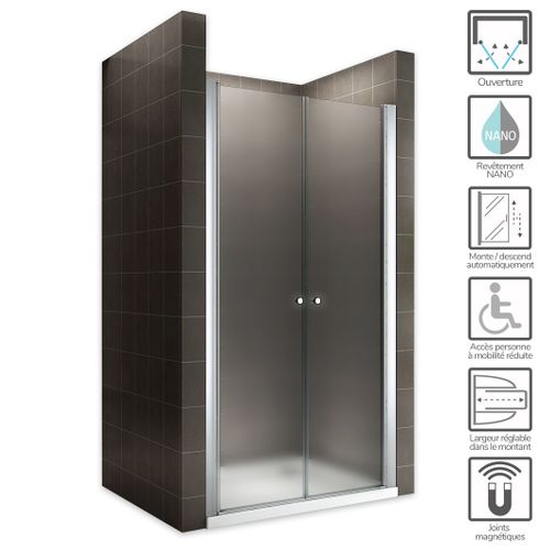 Porte De Douche H185 X L.96 à 100 Cm Verre Opaque - Gina
