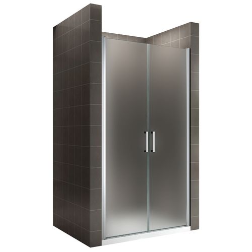 Porte De Douche H185 Largeur 74-77 Cm Verre Dépoli Opaque 2 Portes Battantes, Modèle Kaya