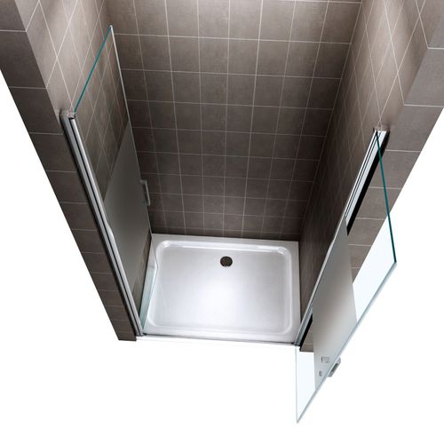 Porte De Douche H185 Largeur 77-80 Cm Verre Semi-opaque 2 Portes Battantes, Modèle Kaya