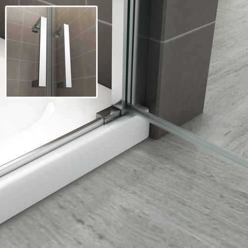 Porte De Douche H185 Largeur 95-98 Cm Verre Transparent 2 Portes Battantes, Modèle Kaya